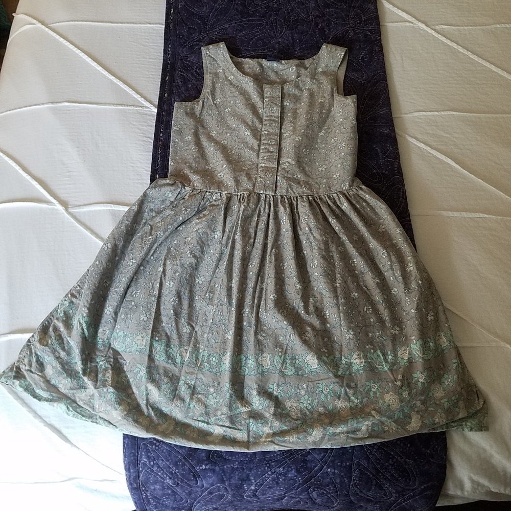 Gap girls dress, XL/12 grey blue flowers